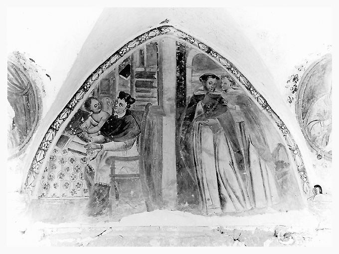 San Tommaso d'Aquino visita san Bonaventura da Bagnoregio (dipinto) - ambito francescano (sec. XVIII)