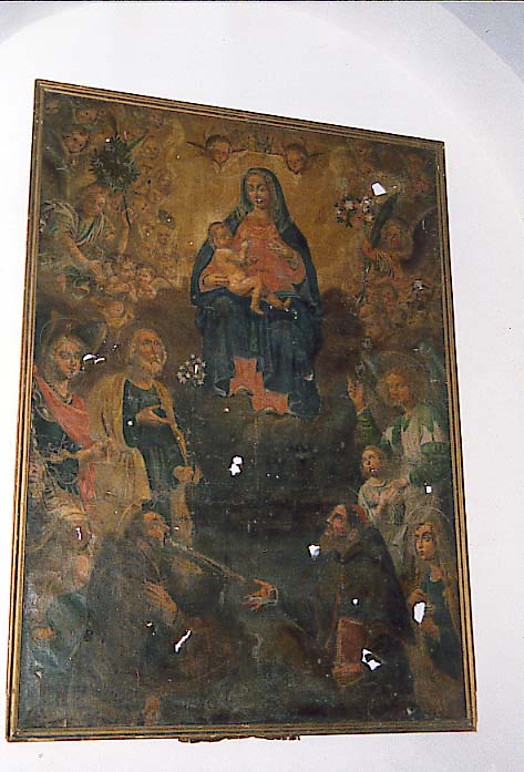 Madonna con Bambino e angeli reggicorona (dipinto) - ambito Italia meridionale (sec. XVII)