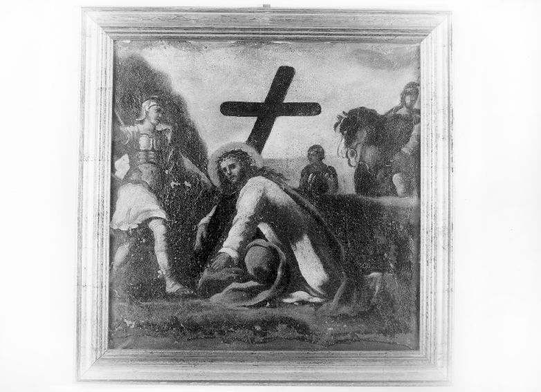 stazione III: Gesù cade sotto la croce la prima volta (dipinto) - ambito Italia meridionale (fine/inizio secc. XIX/ XX)