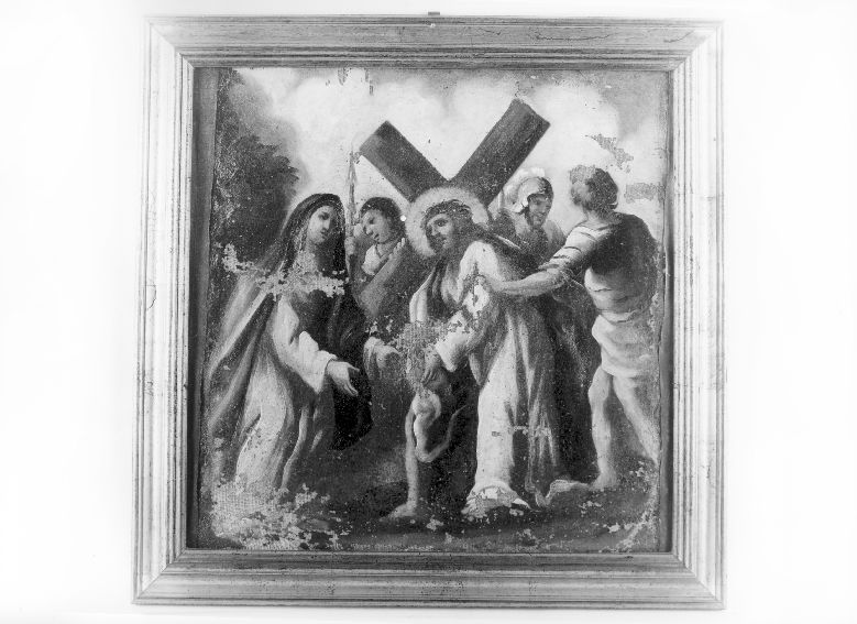 stazione IV: Gesù incontra la Madonna (dipinto) - ambito Italia meridionale (fine/inizio secc. XIX/ XX)
