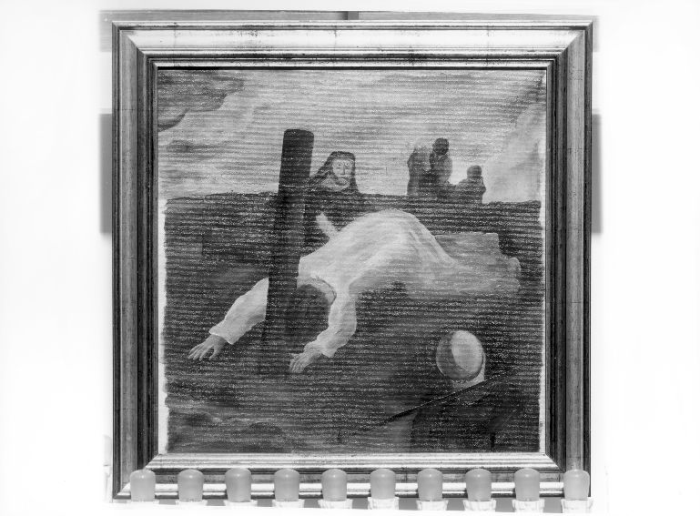 stazione IX: Gesù cade sotto la croce la terza volta (dipinto) - ambito Italia meridionale (fine/inizio secc. XIX/ XX)
