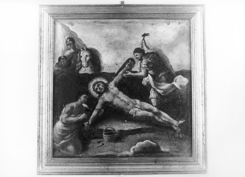 stazione XI: Gesù inchiodato alla croce (dipinto) - ambito Italia meridionale (fine/inizio secc. XIX/ XX)