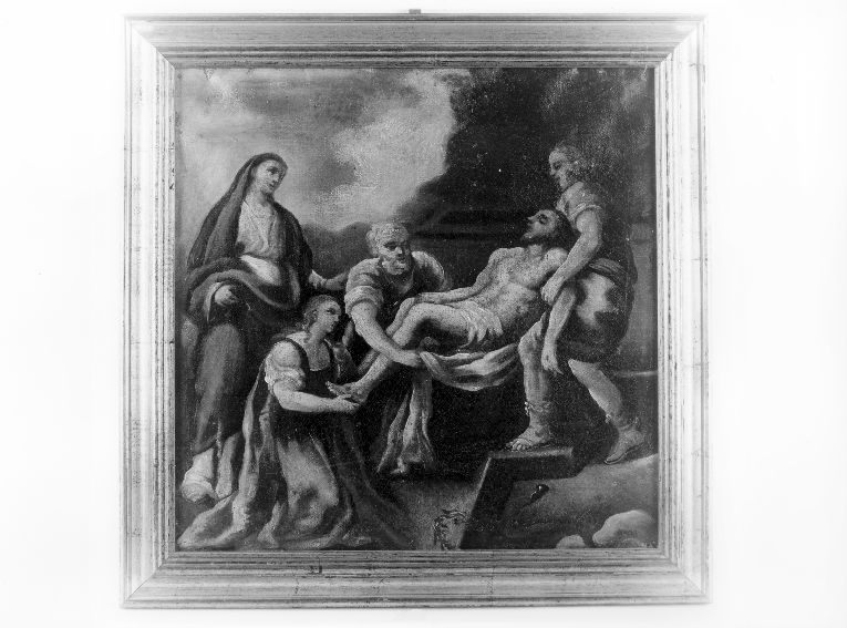 stazione XIV: Gesù deposto nel sepolcro (dipinto) - ambito Italia meridionale (fine/inizio secc. XIX/ XX)