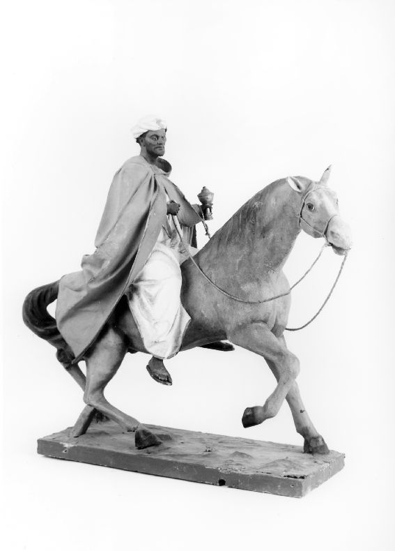 Re Magio a cavallo (statuetta di presepio) - ambito Italia meridionale (secc. XIX/ XX)