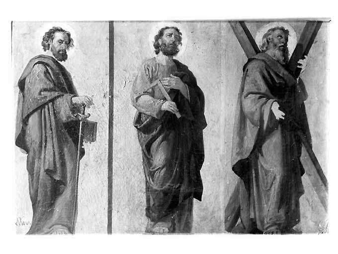 Apostoli Andrea, Paolo e Pietro (dipinto) di Altamura Francesco Saverio Raffaele (sec. XIX)
