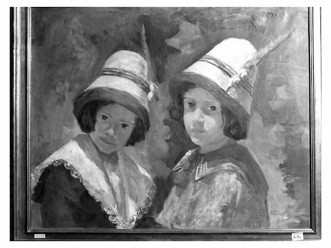 Le due amiche, figure femminili (dipinto, opera isolata) di Schingo Luigi (sec. XX)