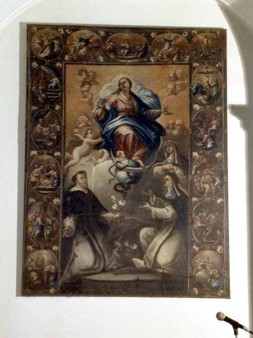 Madonna del Rosario, San Domenico, Santa Caterina da Siena, Santa Rosa da Lima (dipinto) - ambito napoletano (secc. XVII/ XVIII)