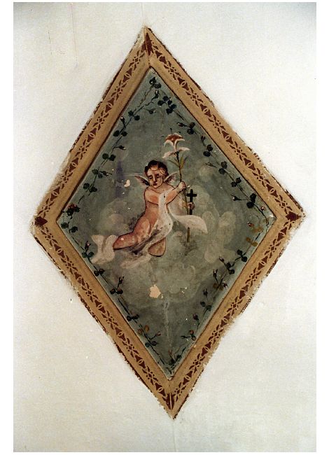 angelo con croce e giglio (dipinto) - ambito pugliese (secc. XVII/ XVIII)