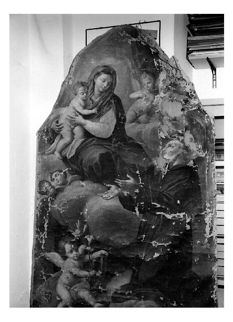 Madonna degli Angeli, Madonna in adorazione del Bambino con San Francesco d'Assisi (dipinto) - ambito Italia meridionale (secc. XVII/ XVIII)