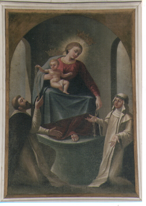 Madonna del Rosario con San Domenico e Santa Caterina da Siena (dipinto) - ambito Italia meridionale (sec. XIX)