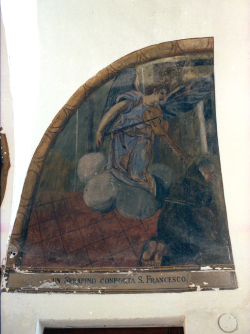 San Francesco confortato dall'angelo musicante (dipinto) - ambito francescano (sec. XVII)