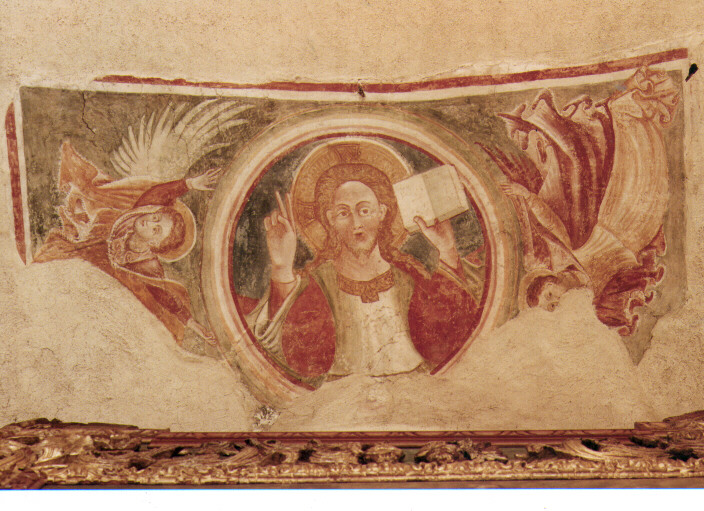 Cristo docente con angeli (dipinto, frammento) - ambito Italia meridionale (secc. XIV/ XV)