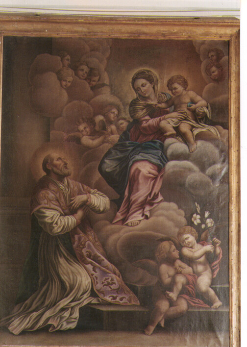 San Filippo Neri ha la visione della Madonna con Bambino (dipinto) di De Mattia Giuseppe (sec. XIX)