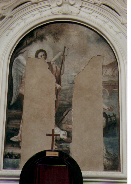 Tobia e San Raffaele Arcangelo (dipinto, frammento) - ambito Italia meridionale (sec. XIX)