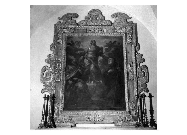 Madonna con San Francesco di Paola e Santo Vescovo (dipinto) - ambito pugliese (sec. XVIII)