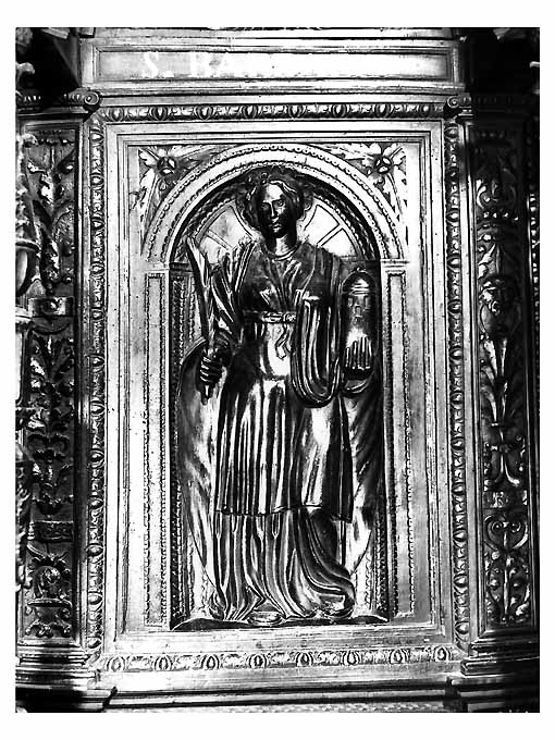 Santa Barbara (pannello di stallo di coro) di Bonafede Colantonio, Marzano Teodoro, Fanello Candilera de (sec. XVI)