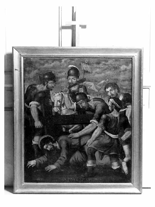 IX stazione della Via Crucis, stazione IX: Gesù cade sotto la croce la terza volta (dipinto, ciclo) di Candela D (sec. XIX)