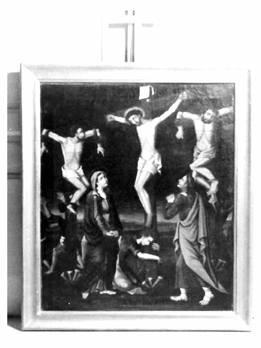 XII stazione della Via Crucis, stazione XII: Gesù innalzato e morto in croce (dipinto, ciclo) di Candela D (sec. XIX)