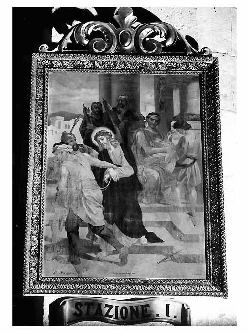 Via Crucis, prima stazione, stazione I: Gesù condannato a morte (dipinto) - ambito Italia meridionale (sec. XIX)