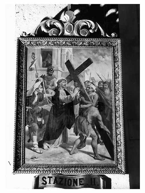 Via Crucis, seconda stazione, stazione II: Gesù caricato della croce (dipinto) - ambito Italia meridionale (sec. XIX)