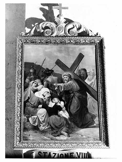 Via Crucis, ottava stazione, stazione VIII: Gesù consola le donne di Gerusalemme (dipinto) - ambito Italia meridionale (sec. XIX)