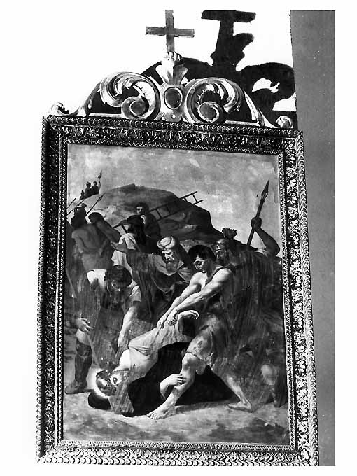 Via Crucis, nona stazione, stazione IX: Gesù cade sotto la croce la terza volta (dipinto) - ambito pugliese (sec. XIX)