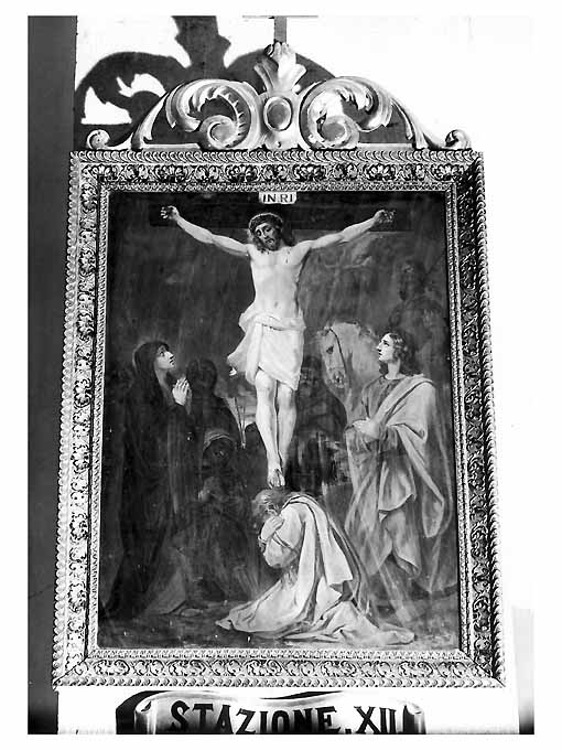 Via Crucis, dodicesima stazione, stazione XII: Gesù innalzato e morto in croce (dipinto) - ambito pugliese (sec. XIX)