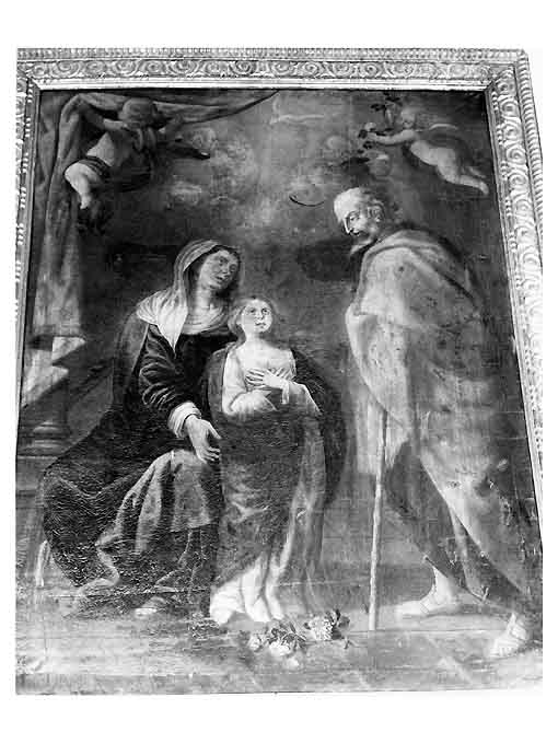 Maria Vergine bambina con Sant'Anna e San Gioacchino (dipinto) di Rosa Carlo (attribuito) (sec. XVII)