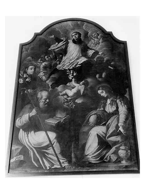 San Luigi Gonzaga in gloria tra i santi Antonio da Padova, Antonio abate e Maria Maddalena (dipinto) di Fato Vincenzo (sec. XVIII)