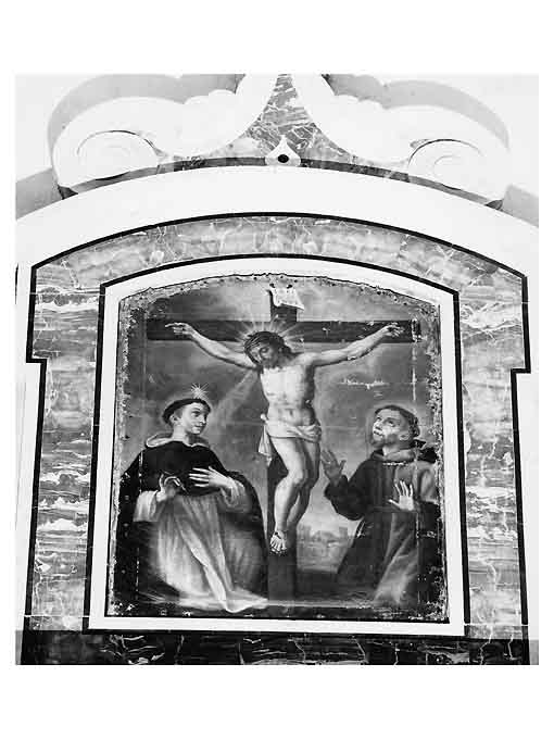 Sacra Conversazione, Cristo crocifisso tra Sant'Agostino e Santa Caterina d'Alessandria (dipinto) - ambito napoletano (prima metà sec. XVIII)