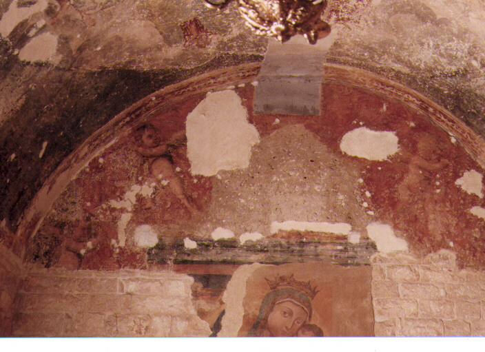 angeli reggicortina (lunetta) - ambito Italia meridionale (secc. XVI/ XVII)