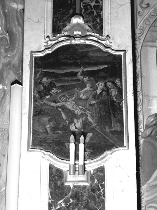 stazione XI: Gesù inchiodato alla croce (dipinto) - ambito napoletano (prima metà sec. XVIII)
