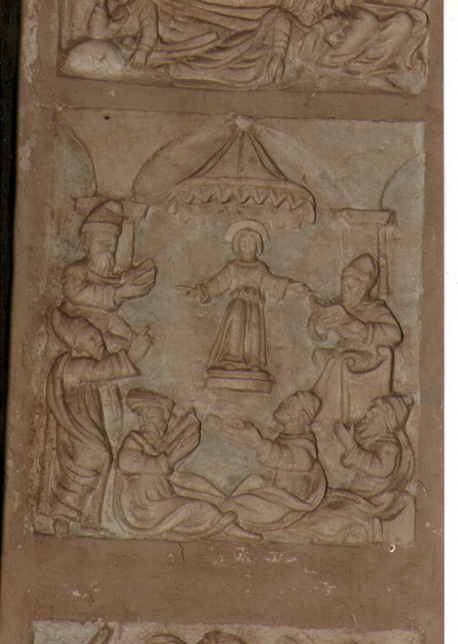 disputa di Gesù con i dottori nel tempio (formella) - ambito Italia meridionale (sec. XVI)
