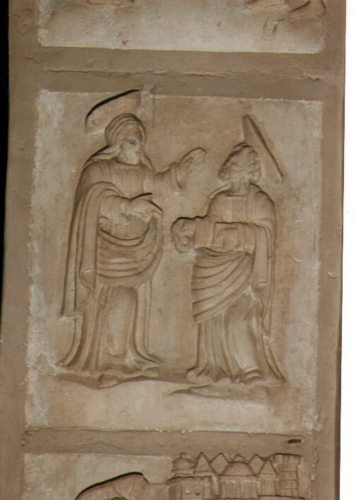 Cristo consegna le chiavi a San Pietro (formella) - ambito Italia meridionale (sec. XVI)