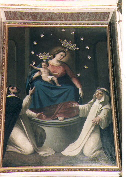 Madonna del Rosario con San Domenico e Santa Caterina da Siena (dipinto) - ambito Italia meridionale (fine sec. XIX)