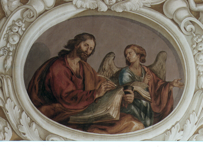 San Matteo e l'angelo (dipinto) di Gliri Nicola (bottega) (sec. XVII)