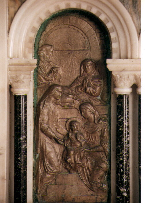 Nascita di Maria Vergine (formella) di Sabatelli Mario (sec. XX)