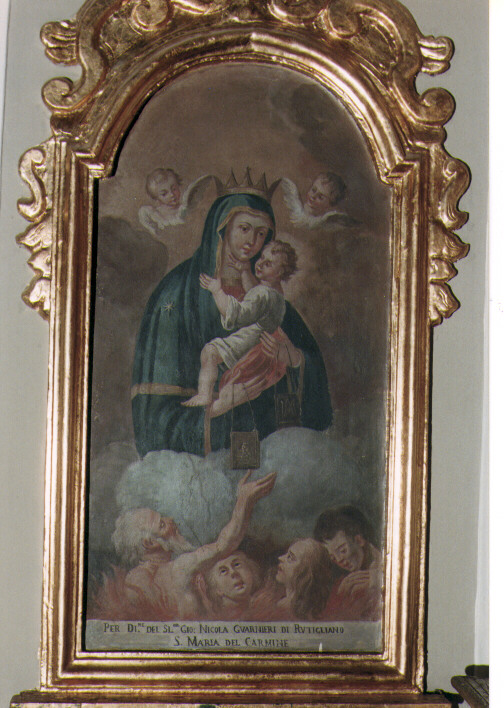 Madonna del Carmelo intercede per le anime del purgatorio (dipinto) - ambito pugliese (sec. XIX)