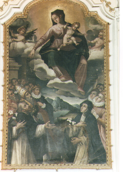 Madonna del Rosario (dipinto) di Catalano Giovan Domenico (bottega) (sec. XVII)