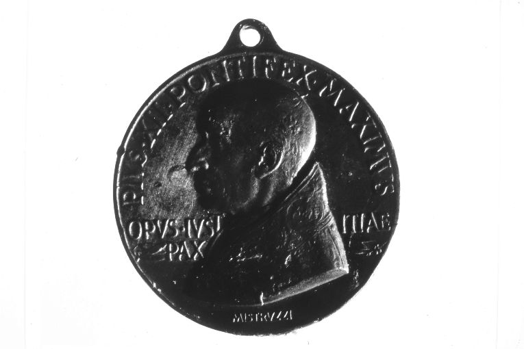 ritratto di papa Pio XII/ San Pietro apostolo in trono (medaglia) di Mistruzzi Aurelio (sec. XX)