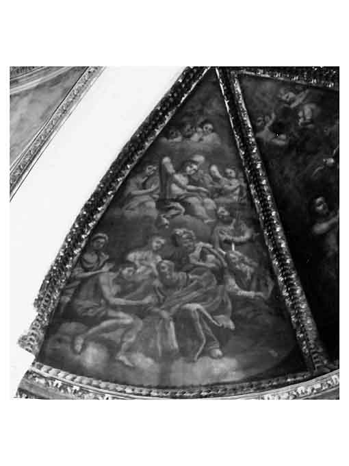 Incoronazione della Vergine,figure del Vecchio e Nuovo Testamento, Angeli , Cherubini (dipinto) di Rosa Carlo (e aiuti) (sec. XVII)