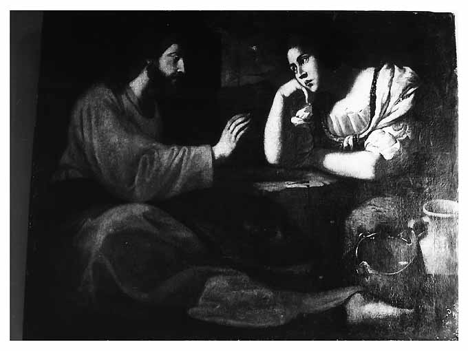 Cristo e la samaritana al pozzo (dipinto) di Rosa Carlo (attribuito) (sec. XVII)