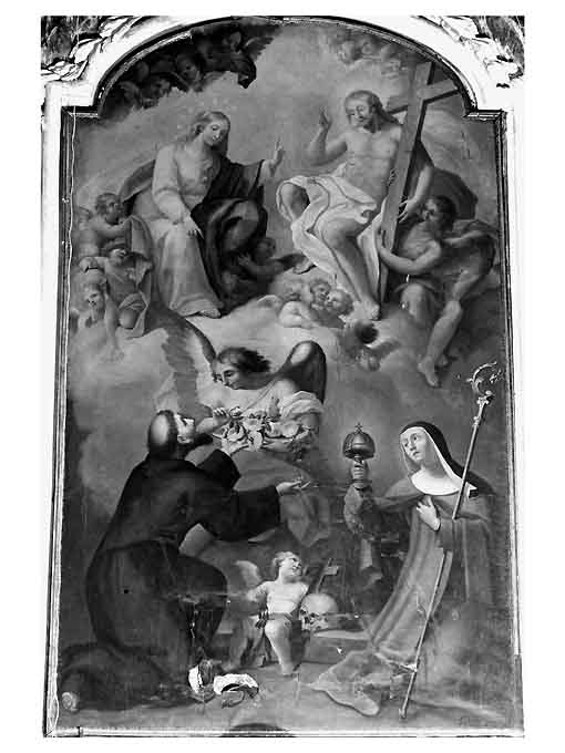 Cristo e la Madonna appaiono a San Francesco e Santa Chiara (dipinto) di Tatulli Samuele (sec. XVIII)