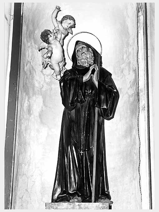 Sant'Antonio Abate e angioletti (statua, opera isolata) di Sacquegna Salvatore (sec. XX)