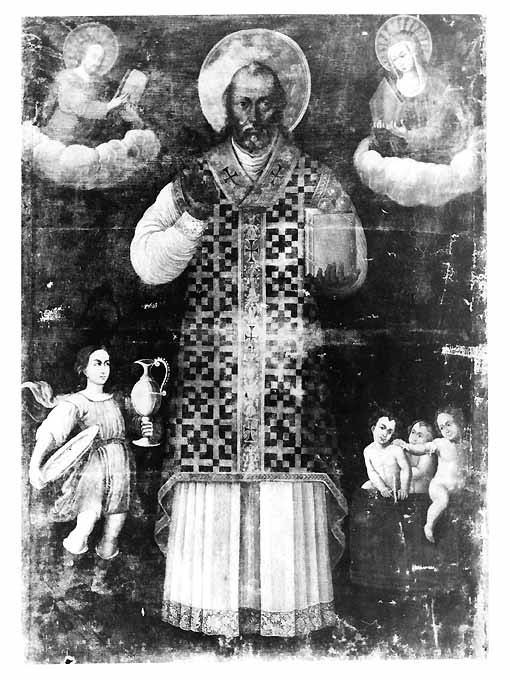 San Nicola di Bari resuscita i tre fanciulli (dipinto) - ambito pugliese (sec. XVII)