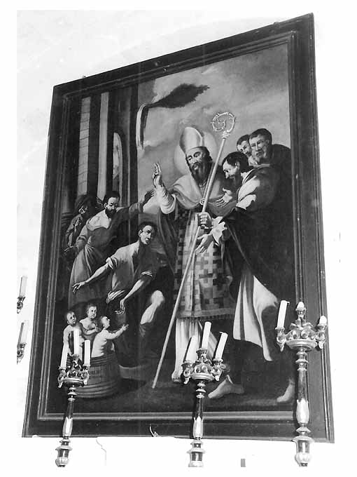 San Nicola di Bari resuscita i tre fanciulli (dipinto) - ambito pugliese (seconda metà sec. XVIII)
