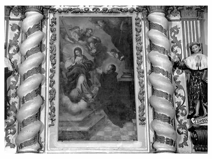 Dio Padre, Cristo e la Madonna e beato (dipinto) - ambito pugliese (prima metà sec. XVIII)
