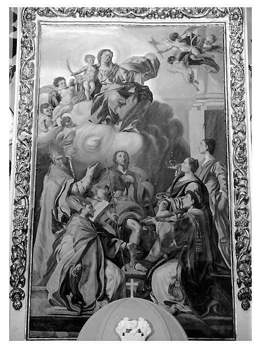 Madonna in gloria tra Santi Martiri e Dottori della Chiesa (dipinto) - ambito pugliese (seconda metà sec. XVIII)