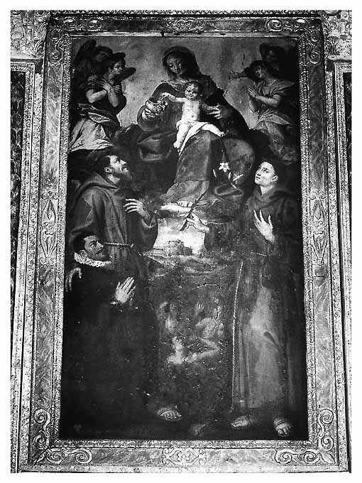 Madonna con Bambino, angeli e santi (dipinto) - ambito napoletano (sec. XVI)
