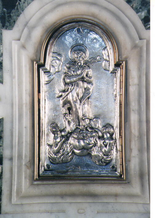 Madonna che intercede per le anime del purgatorio (sportello di tabernacolo) - ambito napoletano (sec. XVIII)